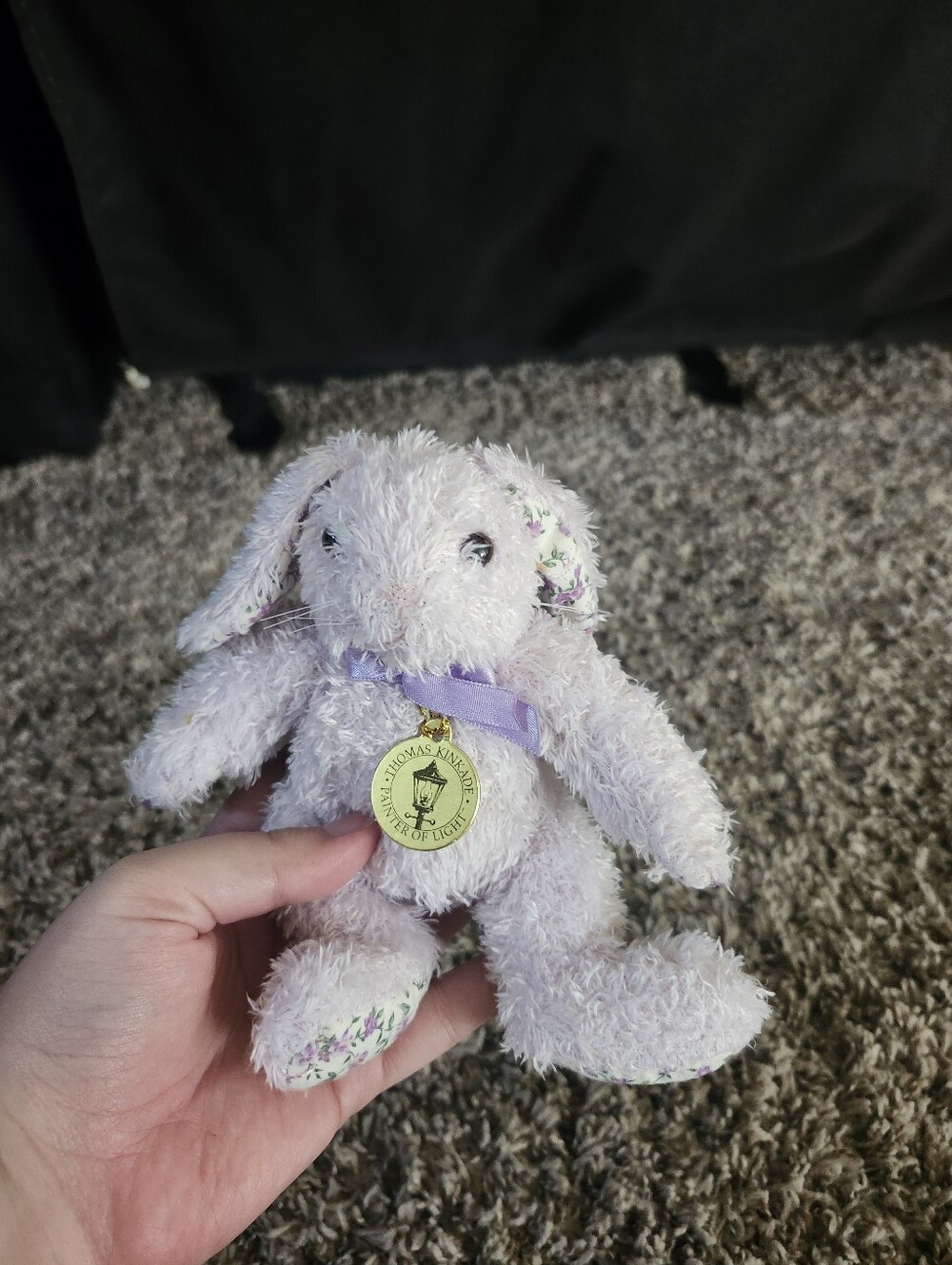 Thomas Kinkade Lavender Plush Bunny with Floral Accents